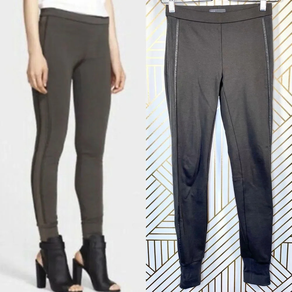 Vince Gray Leather‎ Piped Legging Joggers